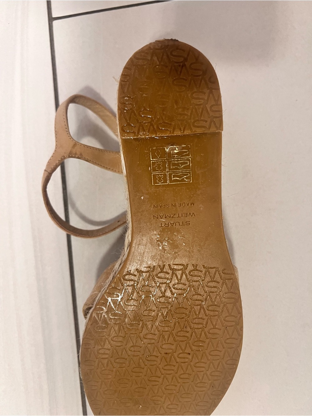 Stuart Weitzman Tan Suede Espadrille Wedge Sandals - Picture 5 of 5